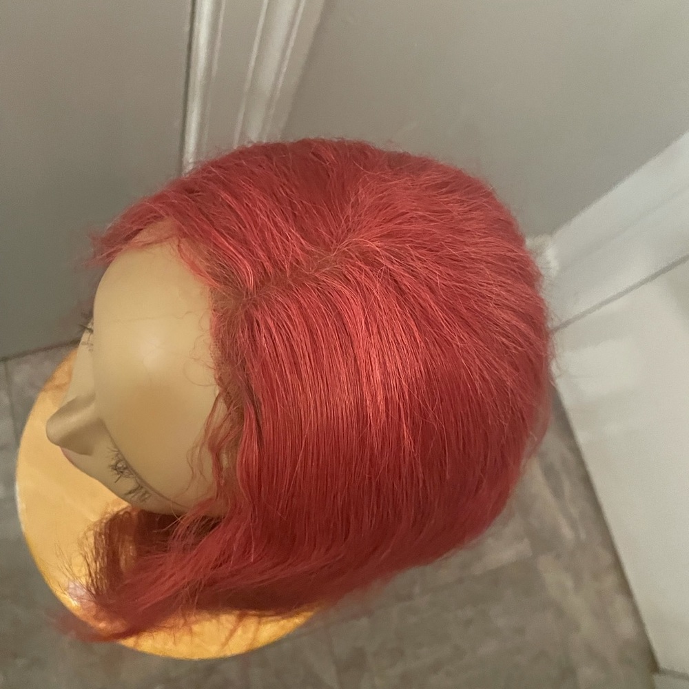 Red human hair wig
